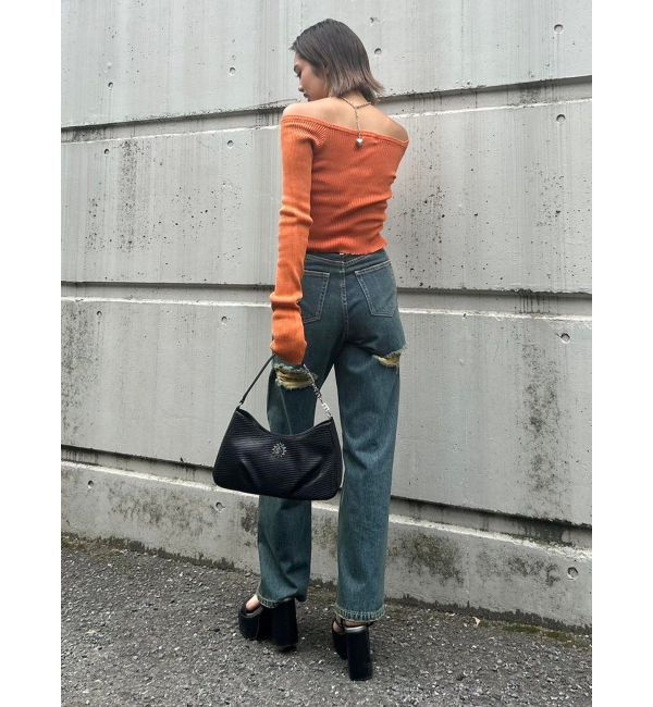 EVRIS「BACKスラッシュワイドデニムパンツ」|デニム|