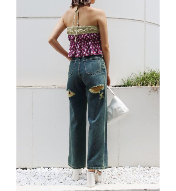 EVRIS「BACKスラッシュワイドデニムパンツ」|デニム|