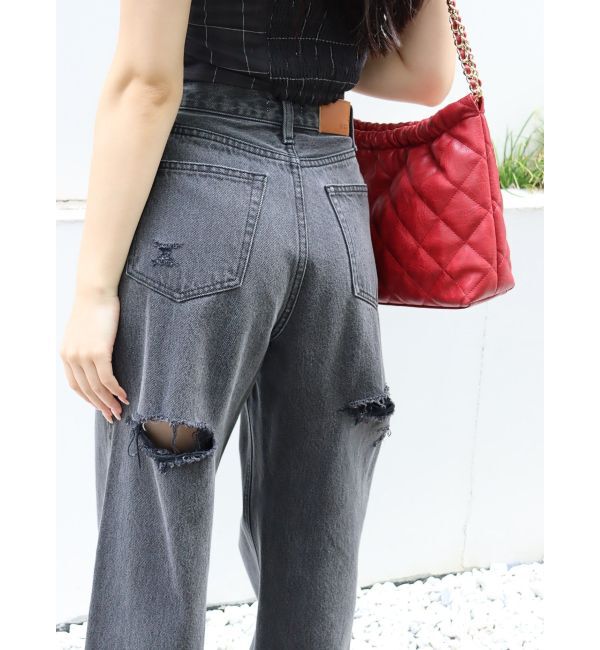 EVRIS「BACKスラッシュワイドデニムパンツ」|デニム|