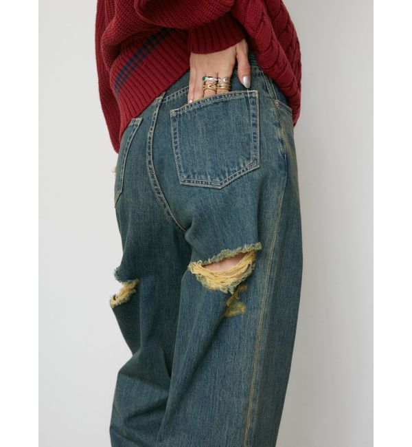 EVRIS「BACKスラッシュワイドデニムパンツ」|デニム|