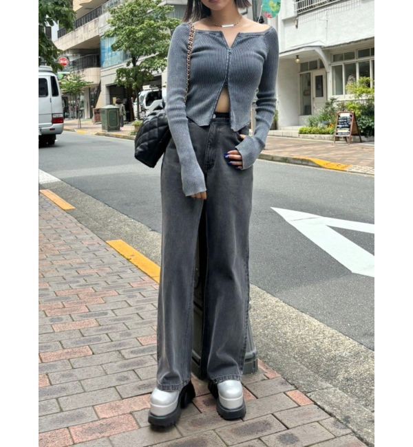 EVRIS「BACKスラッシュワイドデニムパンツ」|デニム|