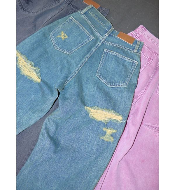 EVRIS「BACKスラッシュワイドデニムパンツ」|デニム|