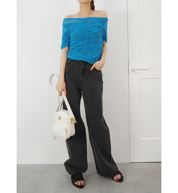 EVRIS「BACKスラッシュワイドデニムパンツ」|デニム|