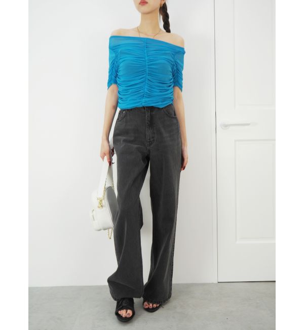 EVRIS「BACKスラッシュワイドデニムパンツ」|デニム|