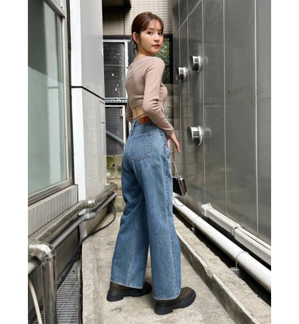 EVRIS「ダブルウエストワイドデニムパンツ」|デニム|