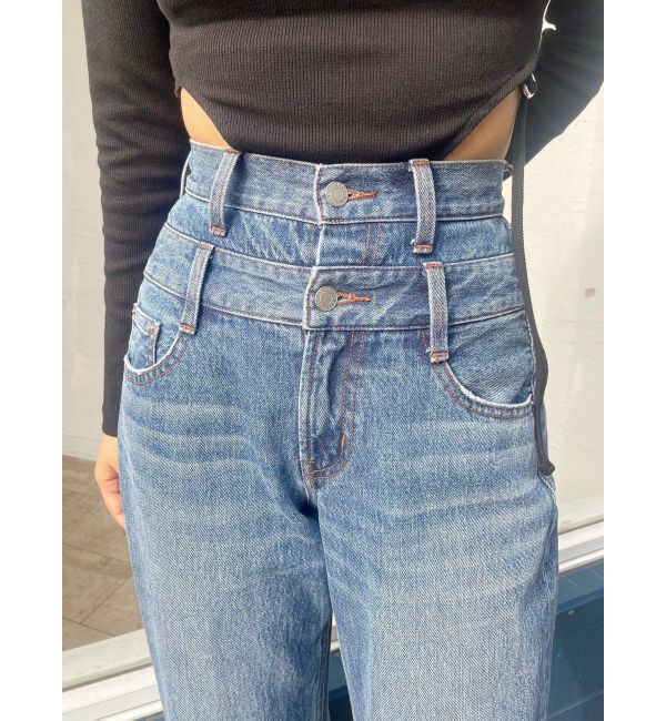 EVRIS「ダブルウエストワイドデニムパンツ」|デニム|