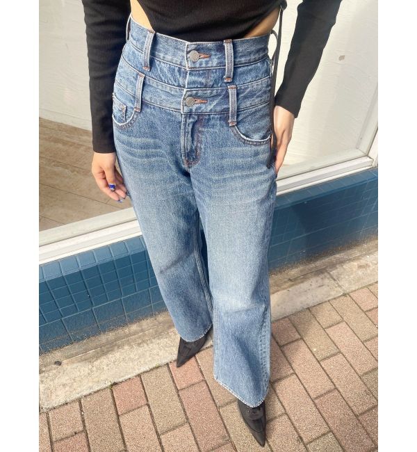 EVRIS「ダブルウエストワイドデニムパンツ」|デニム|