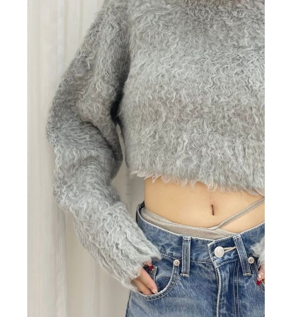 EVRIS「カラーシャギークロップドニットトップス」|ニット・セーター|