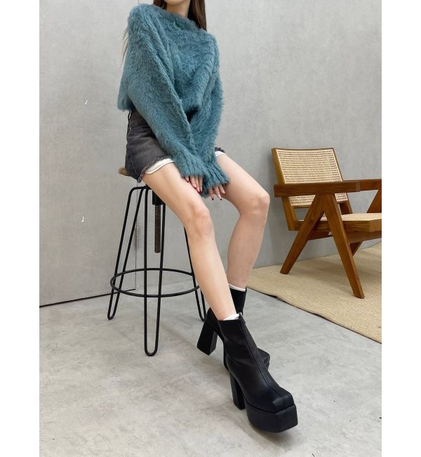 EVRIS「カラーシャギークロップドニットトップス」|ニット・セーター|