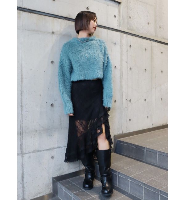 EVRIS「カラーシャギークロップドニットトップス」|ニット・セーター|