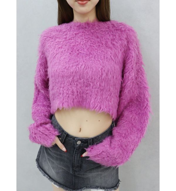 EVRIS「カラーシャギークロップドニットトップス」|ニット・セーター|