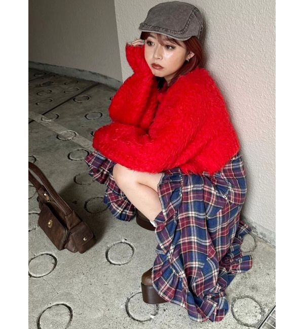 EVRIS「カラーシャギークロップドニットトップス」|ニット・セーター|