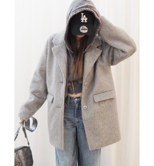 EVRIS「シャギーオーバーサイズジャケット」|テーラードジャケット|グレー