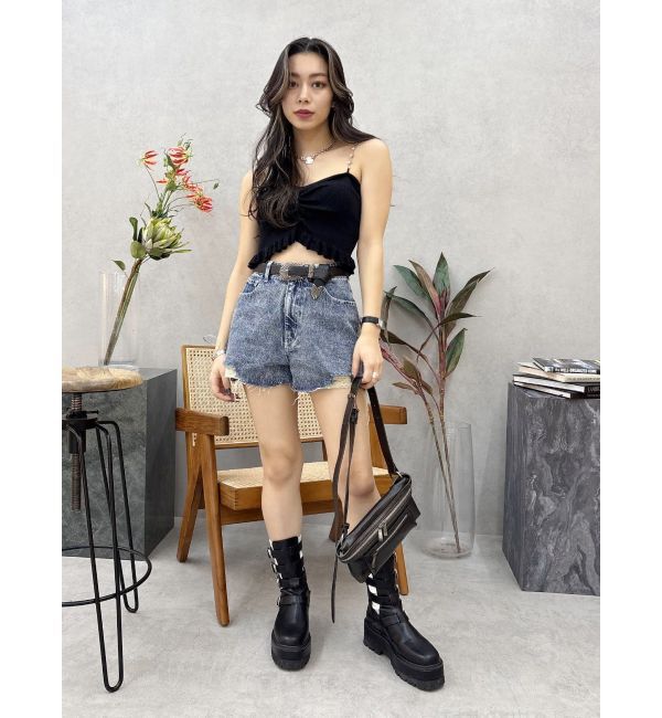 EVRIS「ダメージデニムショートパンツ」|デニム|