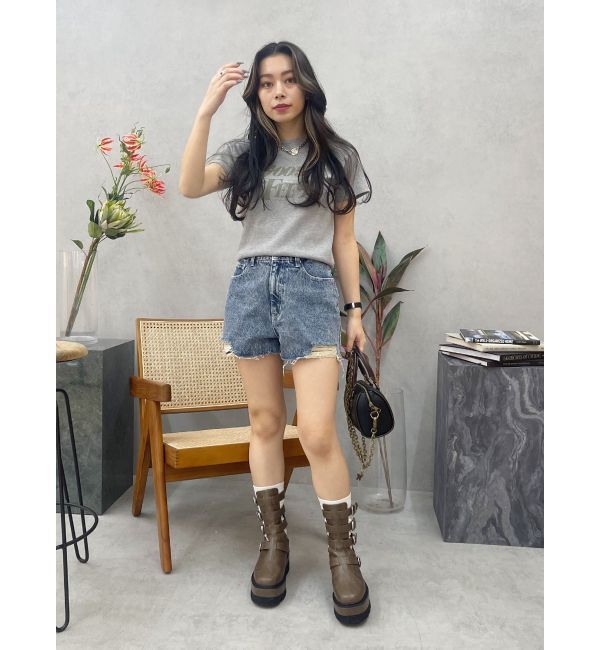 EVRIS「ダメージデニムショートパンツ」|デニム|