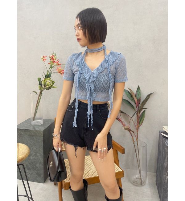 EVRIS「ダメージデニムショートパンツ」|デニム|