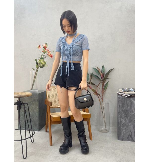 EVRIS「ダメージデニムショートパンツ」|デニム|