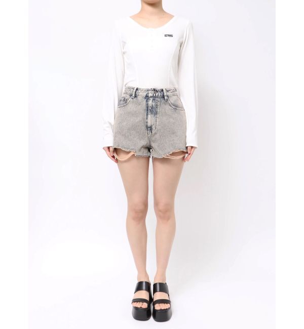 EVRIS「ダメージデニムショートパンツ」|デニム|