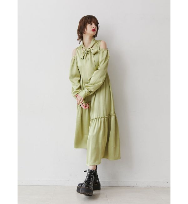 jouetie「カットアウトショルダーワンピース」|ワンピース|グリーン