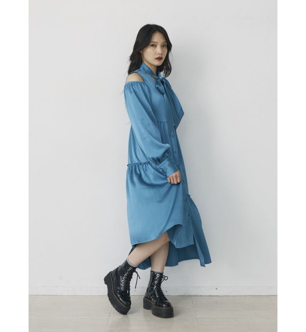 jouetie「カットアウトショルダーワンピース」|ワンピース|ブルー