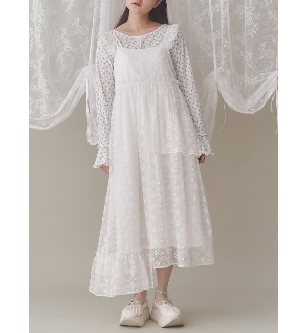 merry jenny「lacefrillキャミワンピース」|ワンピース|オフホワイト