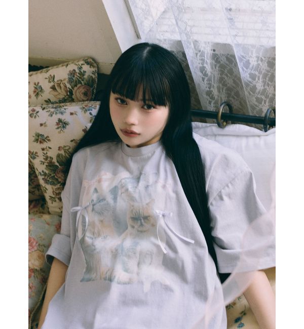 merry jenny「cat ribbon big tee」|Tシャツ・カットソー|