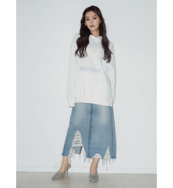 GYDA「HEM ダメージデザイン デニム ロングスカート」|スカート|