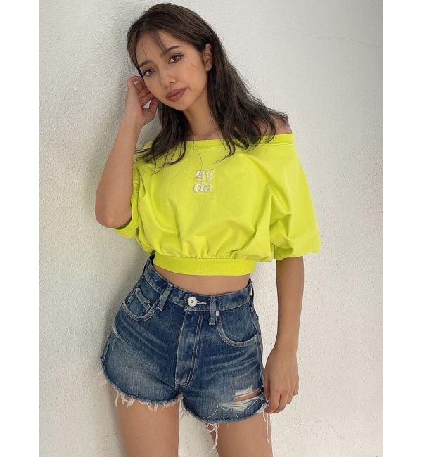 GYDA「ハイウエストダメージデニムショートパンツ」|デニム|