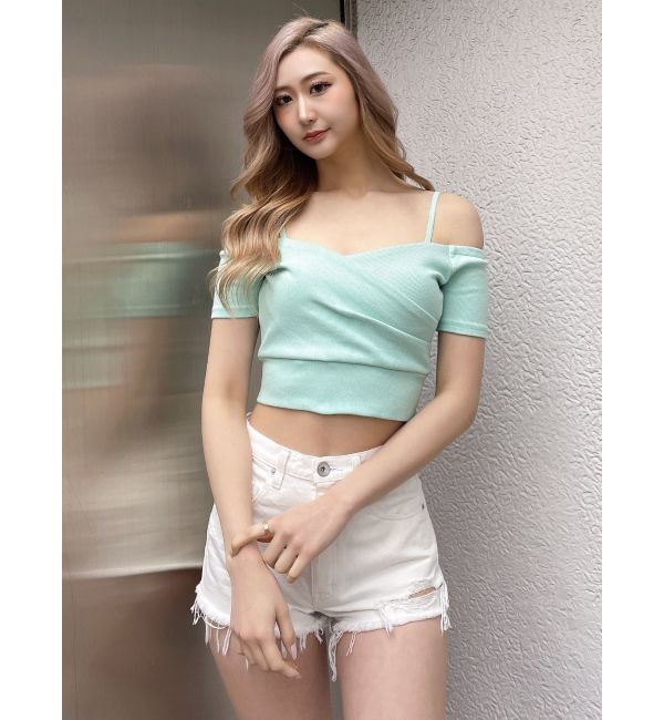 GYDA「ハイウエストダメージデニムショートパンツ」|デニム|