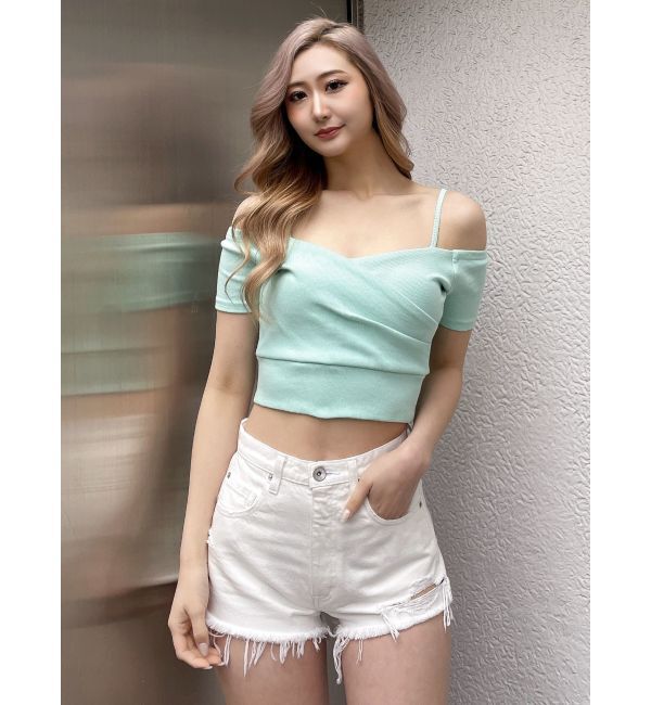 GYDA「ハイウエストダメージデニムショートパンツ」|デニム|