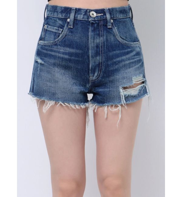 GYDA「ハイウエストダメージデニムショートパンツ」|デニム|