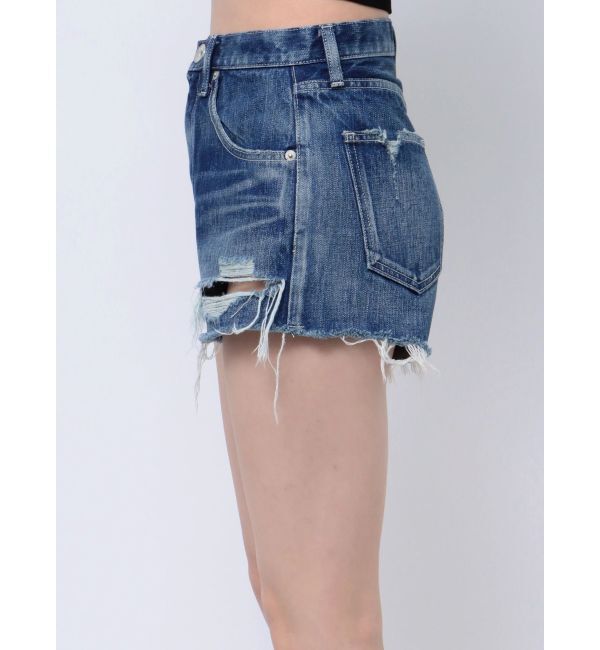 GYDA「ハイウエストダメージデニムショートパンツ」|デニム|
