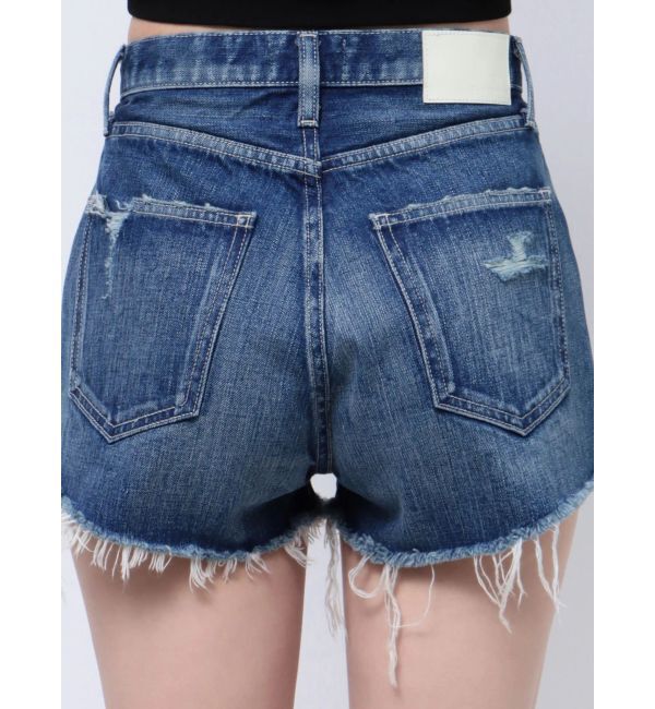 GYDA「ハイウエストダメージデニムショートパンツ」|デニム|