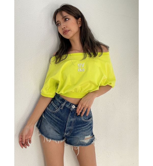 GYDA「ハイウエストダメージデニムショートパンツ」|デニム|