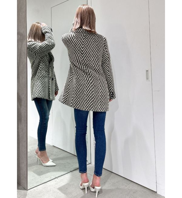 GYDA「ツイード中綿ダブルジャケットコート」|テーラードジャケット|