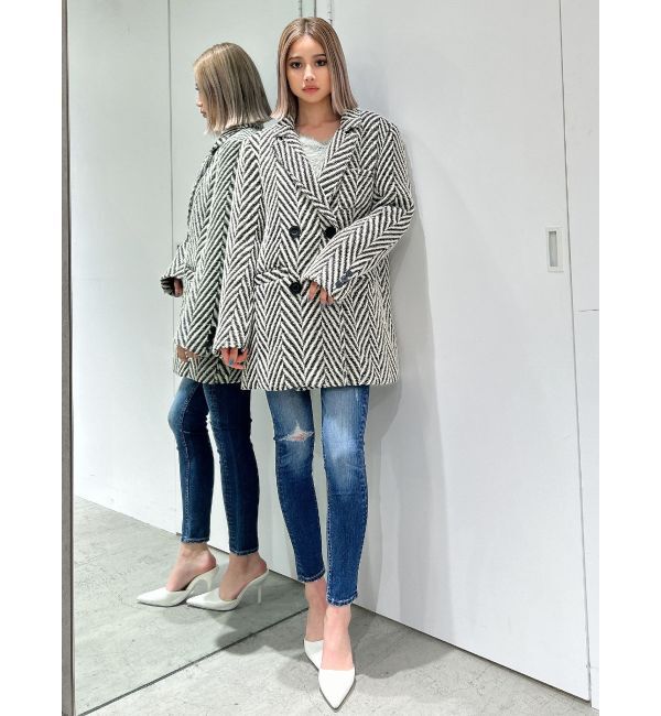 GYDA「ツイード中綿ダブルジャケットコート」|テーラードジャケット|