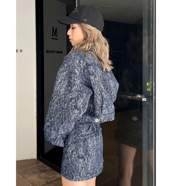 GYDA「Symmetry GYDAデニムライクジャカードショートジャケット【SETUP着用可】」|デニムジャケット|