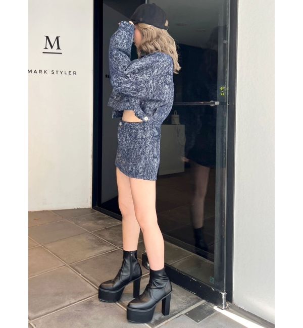 GYDA「Symmetry GYDAデニムライクジャカードショートジャケット【SETUP着用可】」|デニムジャケット|