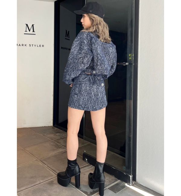 GYDA「Symmetry GYDAデニムライクジャカードショートジャケット【SETUP着用可】」|デニムジャケット|