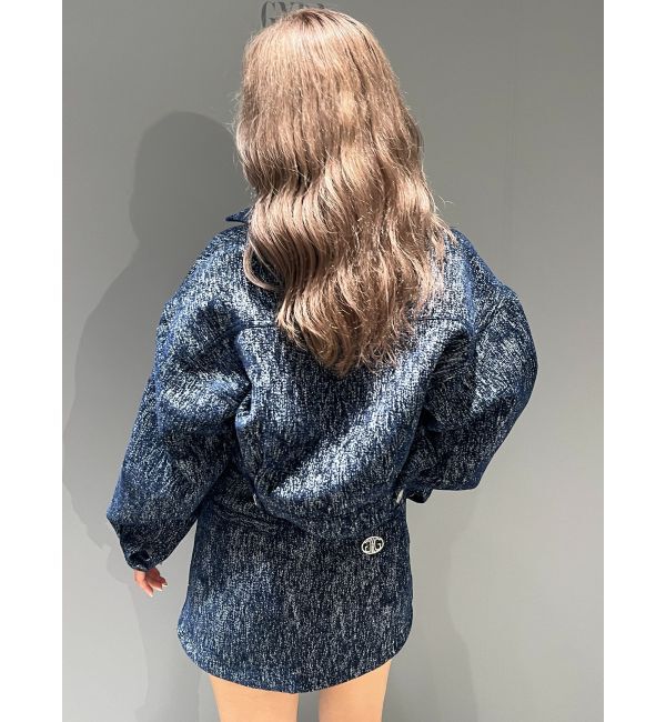 GYDA「Symmetry GYDAデニムライクジャカードショートジャケット【SETUP着用可】」|デニムジャケット|