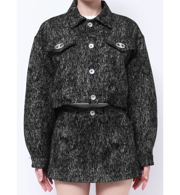 GYDA「Symmetry GYDAデニムライクジャカードショートジャケット【SETUP着用可】」|デニムジャケット|