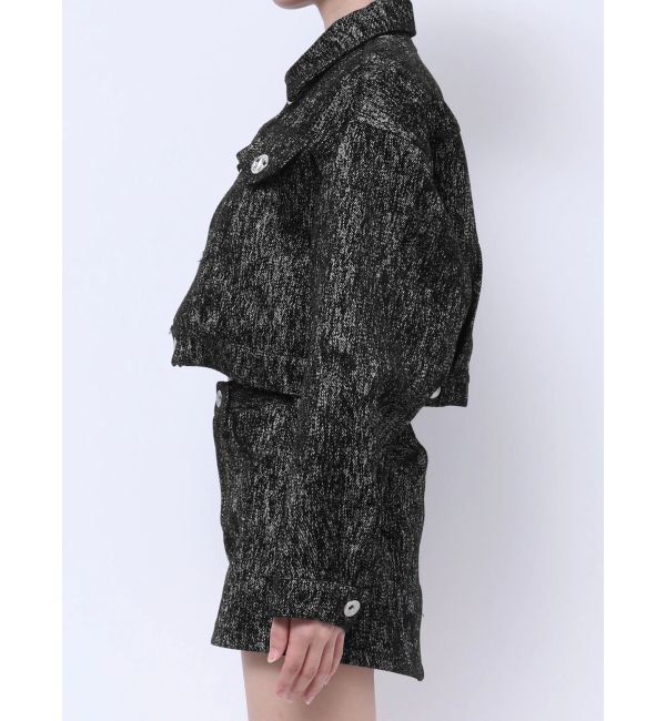 GYDA「Symmetry GYDAデニムライクジャカードショートジャケット【SETUP着用可】」|デニムジャケット|