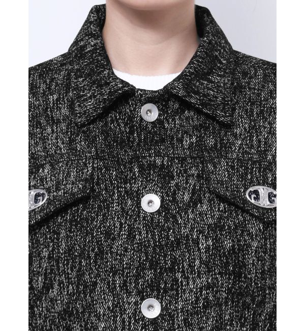 GYDA「Symmetry GYDAデニムライクジャカードショートジャケット【SETUP着用可】」|デニムジャケット|