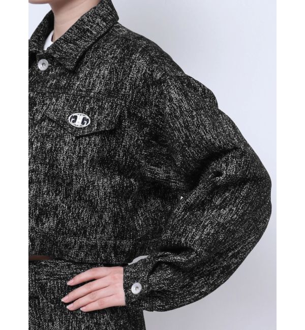 GYDA「Symmetry GYDAデニムライクジャカードショートジャケット【SETUP着用可】」|デニムジャケット|