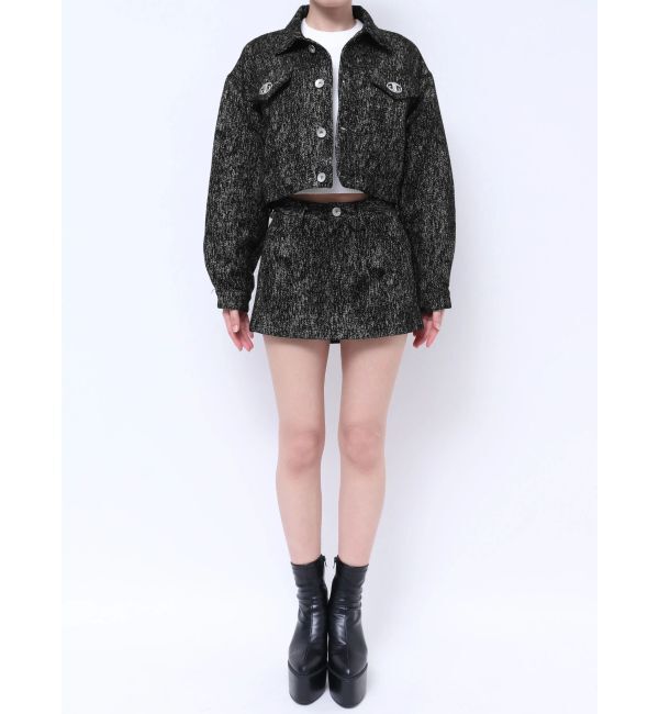 GYDA「Symmetry GYDAデニムライクジャカードショートジャケット【SETUP着用可】」|デニムジャケット|