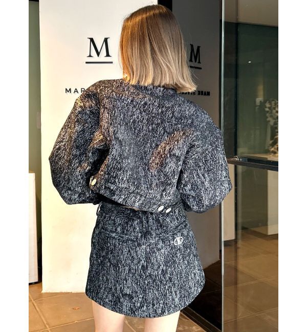 GYDA「Symmetry GYDAデニムライクジャカードショートジャケット【SETUP着用可】」|デニムジャケット|