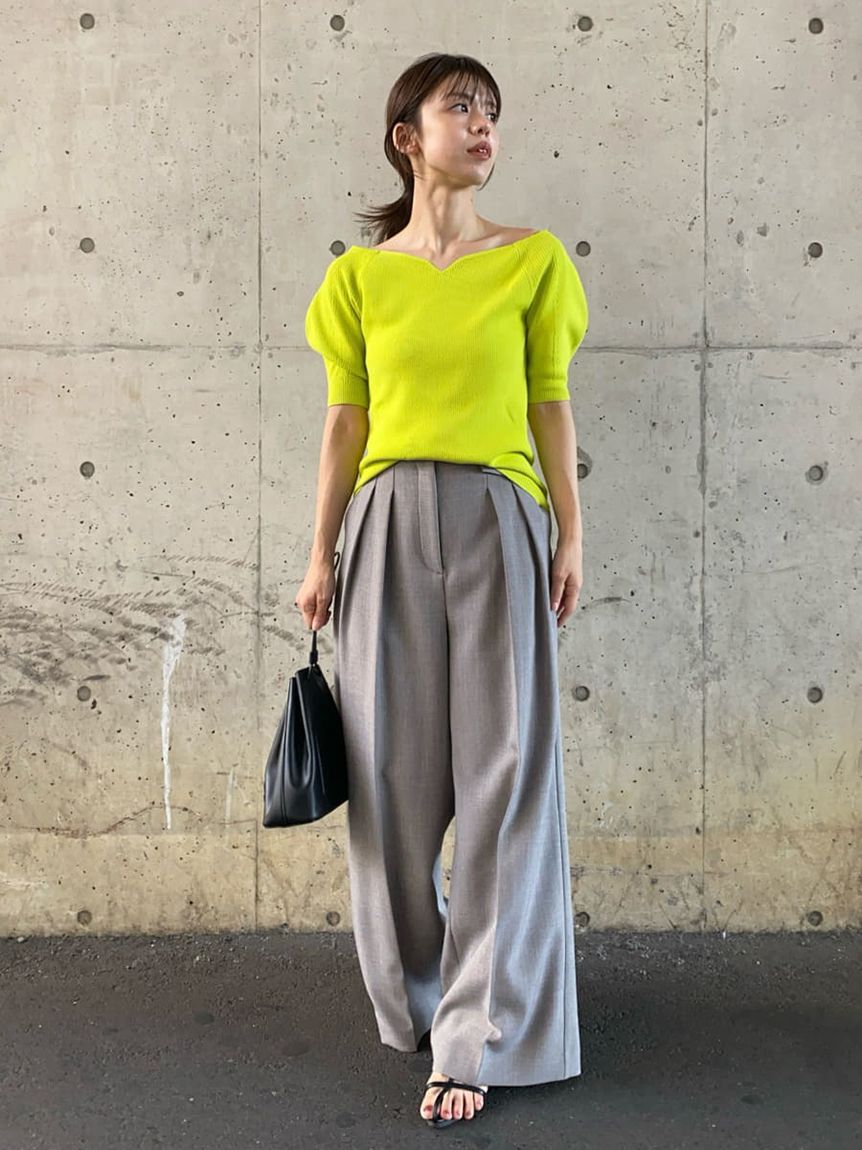 Mila Owen「デコルテ構築パフスリーブニットプルオーバー」|Tシャツ・カットソー|