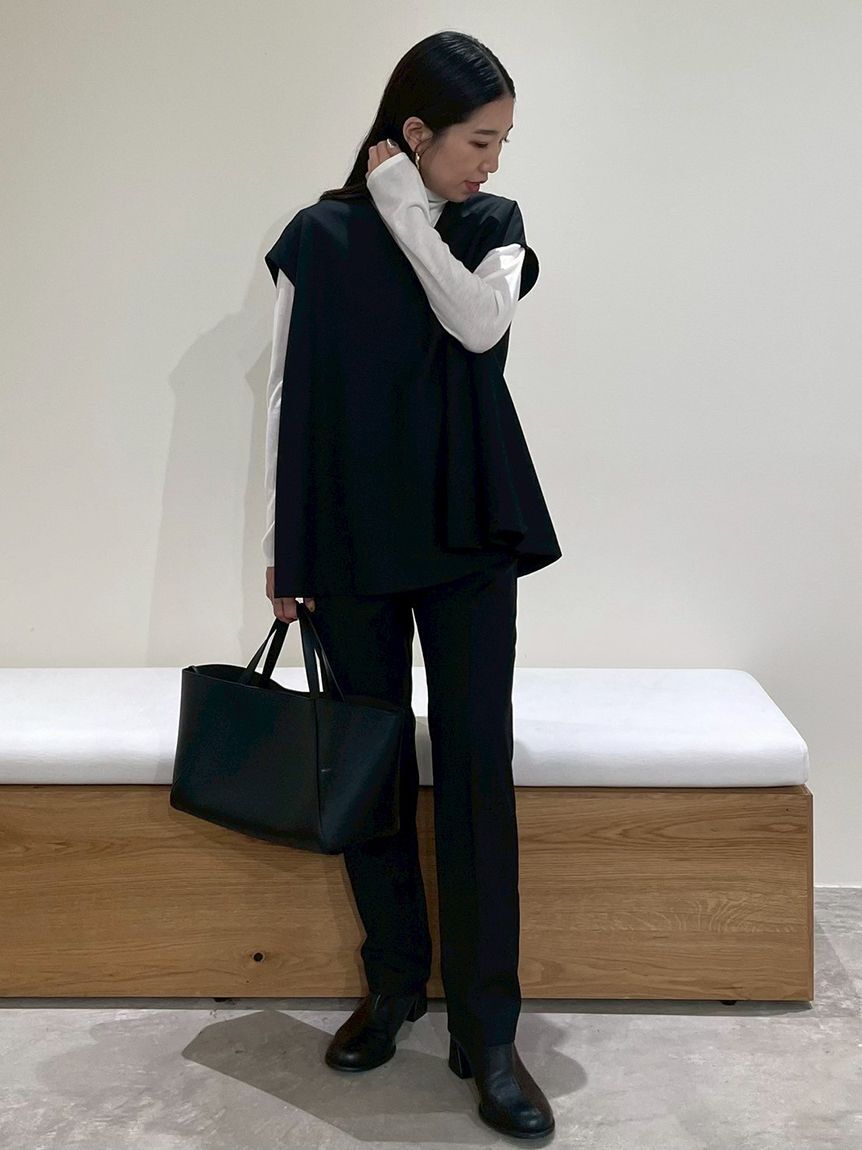 Mila Owen「【セットアイテム】フレアベストタートルニットパンツSET UP」|チノ|BLK