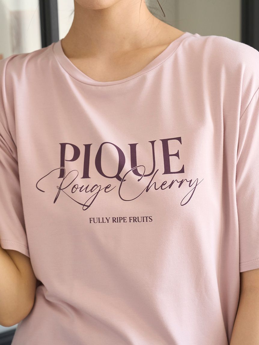 gelato pique「【接触冷感】ルージュチェリーレーヨンロゴTシャツ」|ルームウェア|