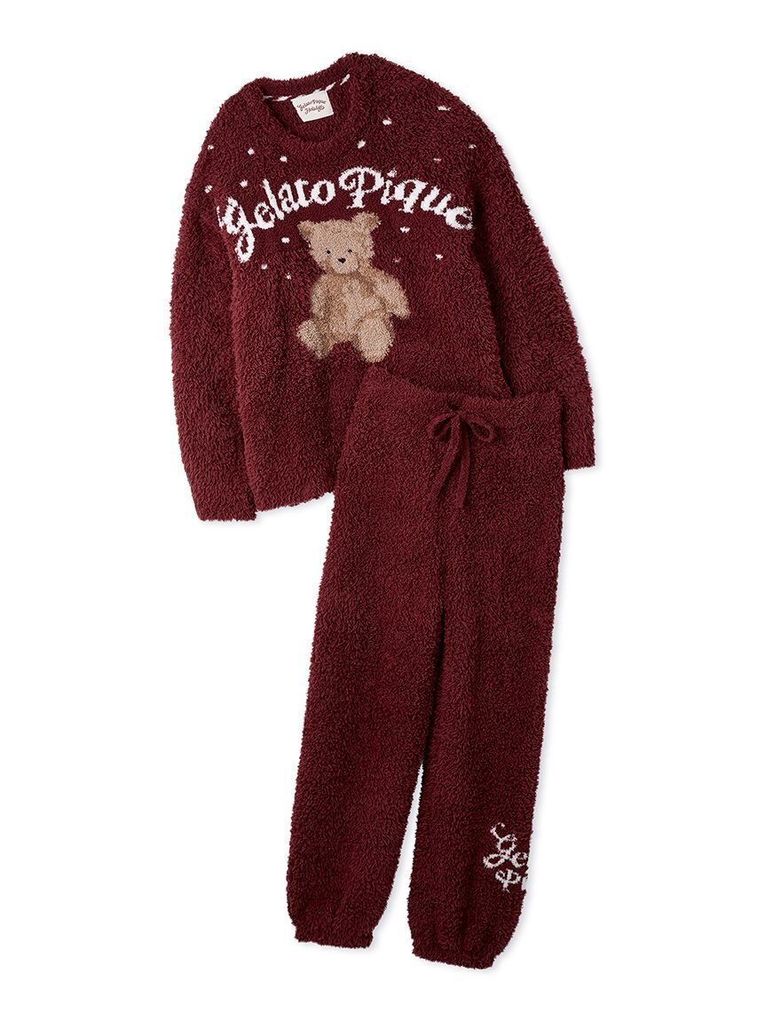 gelato pique「【ONLINE限定】【HOLIDAY】ジェラートスノーベアジャガードプルオーバー＆ロングパンツ」|ルームウェア|RED